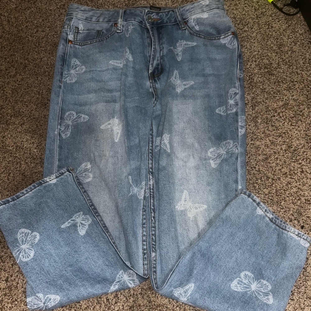 - butterfly printed jeans